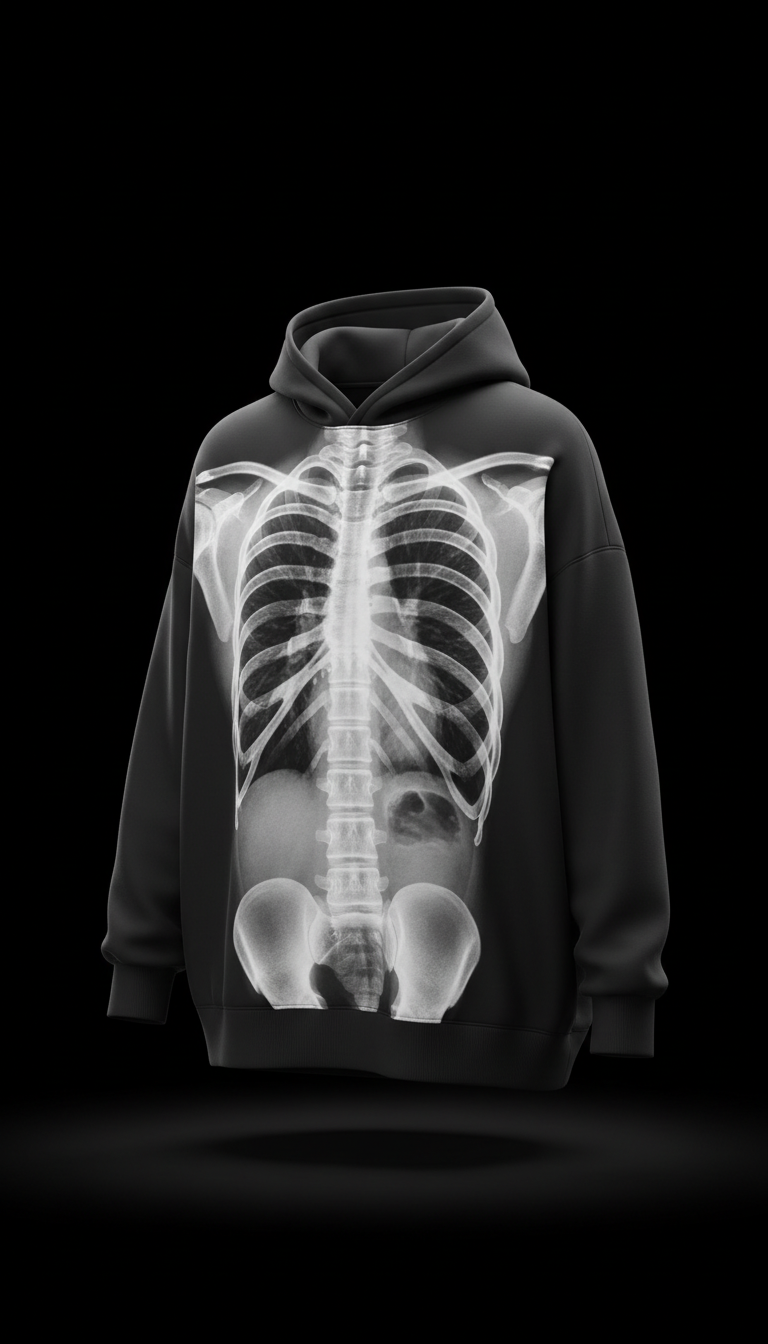 Oversized Hoodie With X-Ray Chest